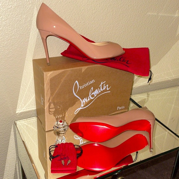 Christian Louboutin Shoes - CHRISTIAN LOUBOUTIN ROXANE 85 PATENT LEATHER NUDE HEELS NEW AUTHENTIC IN BOX 👠